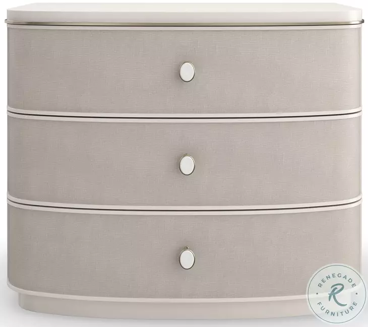 Lyon Almond Milk And Brushed Gold 3 Drawer Nightstand