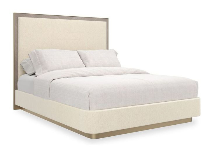 Anthology Beige and Dry Martini Queen Upholstered Panel Bed
