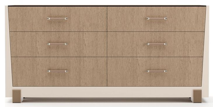 Counter Balance Chocolate Koto and Cloud 6 Drawer Dresser with Glass Top