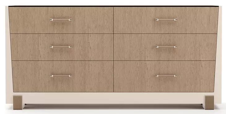 Counter Balance Chocolate Koto and Cloud 6 Drawer Dresser with Glass Top