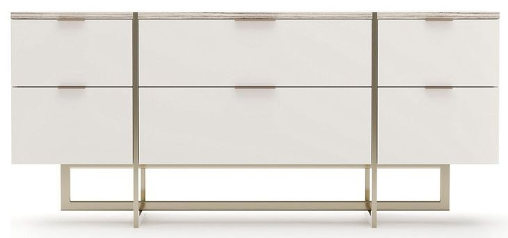 Wish You Were Here Sandstone Almond Milk and Whisper of Gold 6 Drawer Dresser