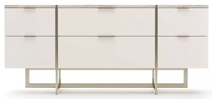 Wish You Were Here Sandstone Almond Milk and Whisper of Gold 6 Drawer Dresser