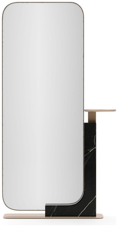 Overlap Nero Marquina and Whisper of Gold Rectangular Floor Mirror