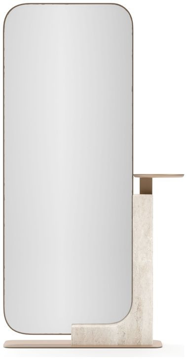 Overlap Travertine and Whisper of Gold Rectangular Floor Mirror