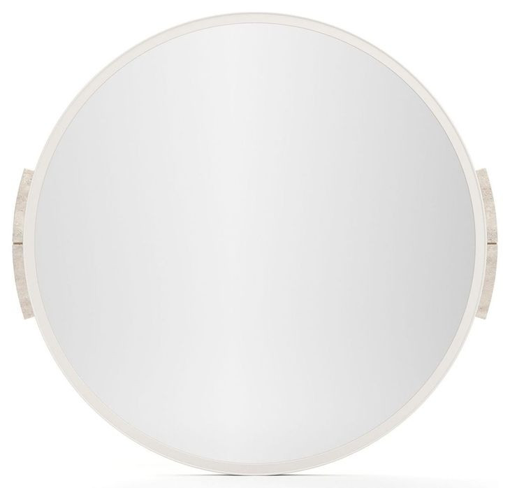 Overlap Latte and Travertine Round Wall Mirror