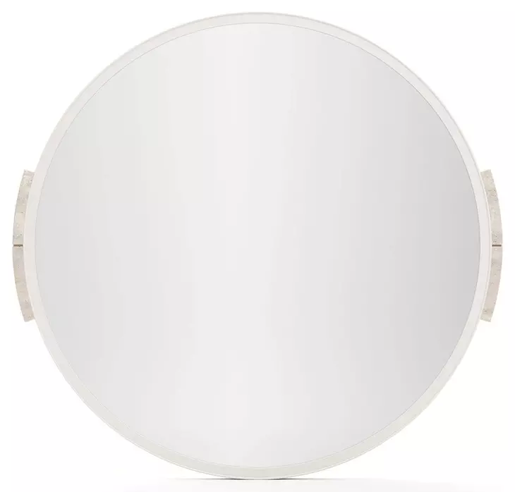 Overlap Latte and Travertine Round Wall Mirror