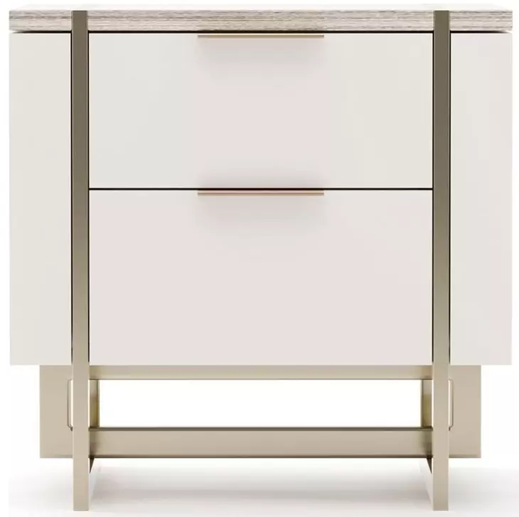Wish You Were Here Sandstone Almond Milk and Whisper of Gold 2 Drawer Nightstand