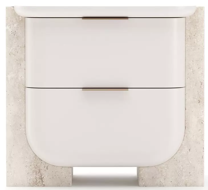 Overlap Latte and Travertine 2 Drawer Small Nightstand