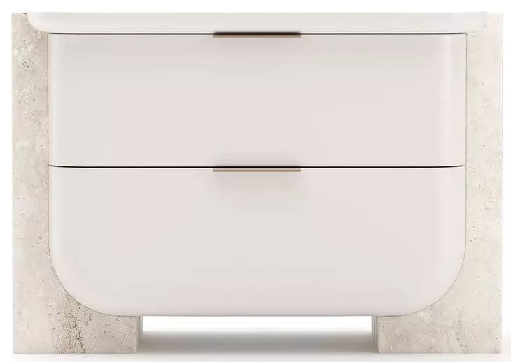 Overlap Latte and Travertine 2 Drawer Large Nightstand