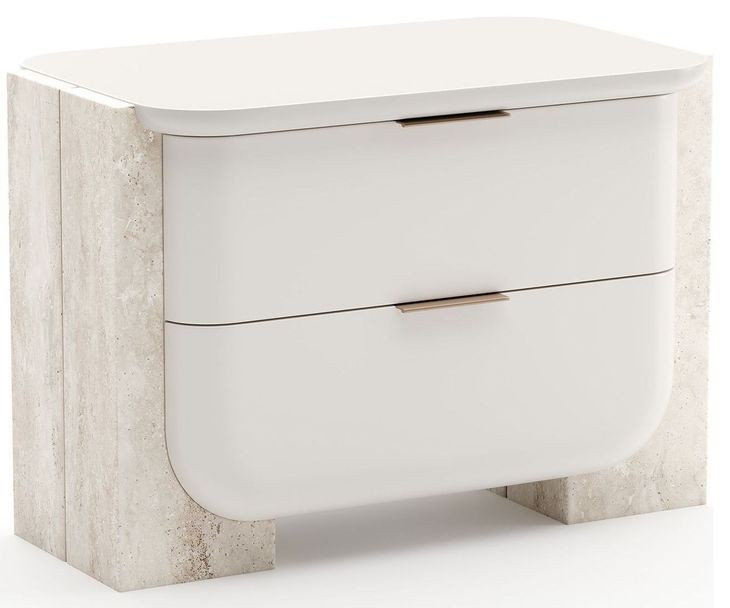 Overlap Latte and Travertine 2 Drawer Large Nightstand