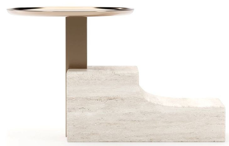 Overlap Travertine and Whisper of Gold Nightstand Base