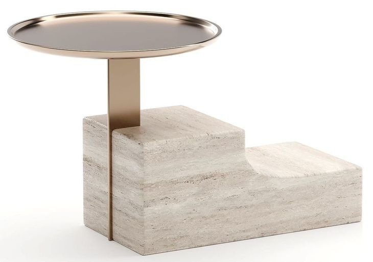 Overlap Travertine and Whisper of Gold Nightstand Base