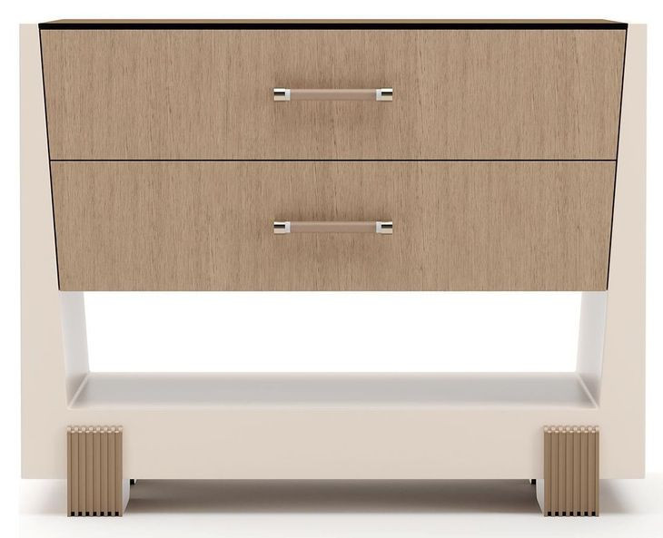 Counter Balance Chocolate Koto and Cloud 2 Drawer Large Nightstand with Glass Top