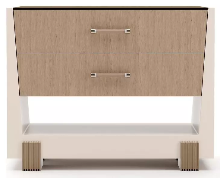 Counter Balance Chocolate Koto and Cloud 2 Drawer Large Nightstand with Glass Top