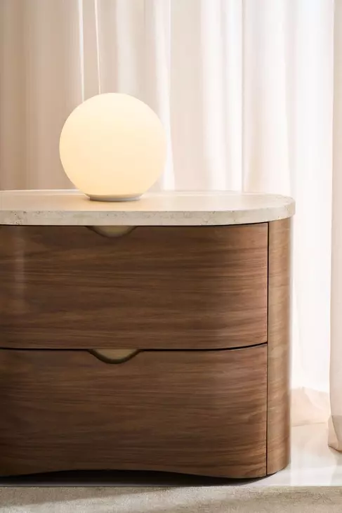Fleur Porcini and Travertine 2 Drawer Large Nightstand
