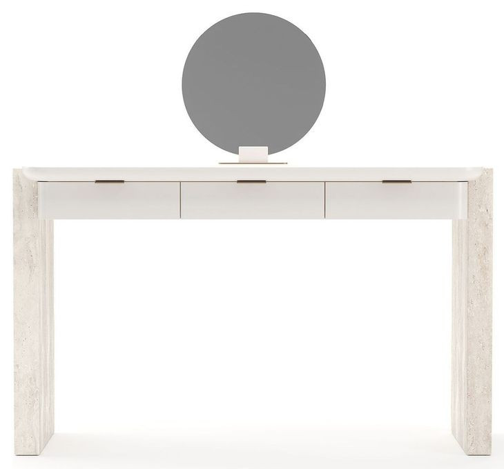 Overlap Latte and Travertine 3 Drawer Vanity with Mirror