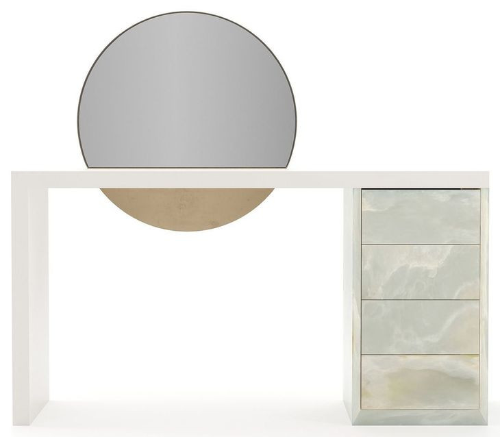 Monaco Almond Milk 4 Drawer Vanity with Mirror