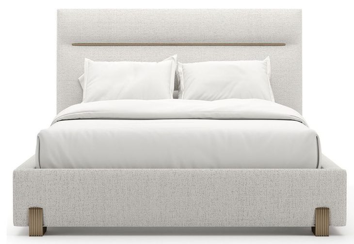 Counter Balance Oatmeal Queen Upholstered Panel Bed