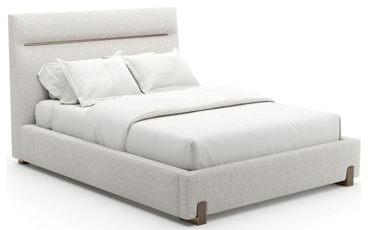 Counter Balance Oatmeal Queen Upholstered Panel Bed