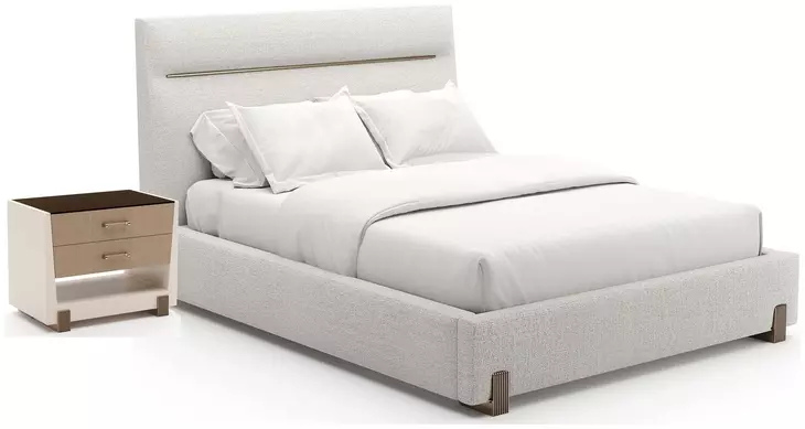 Counter Balance Oatmeal Upholstered Panel Bedroom Set