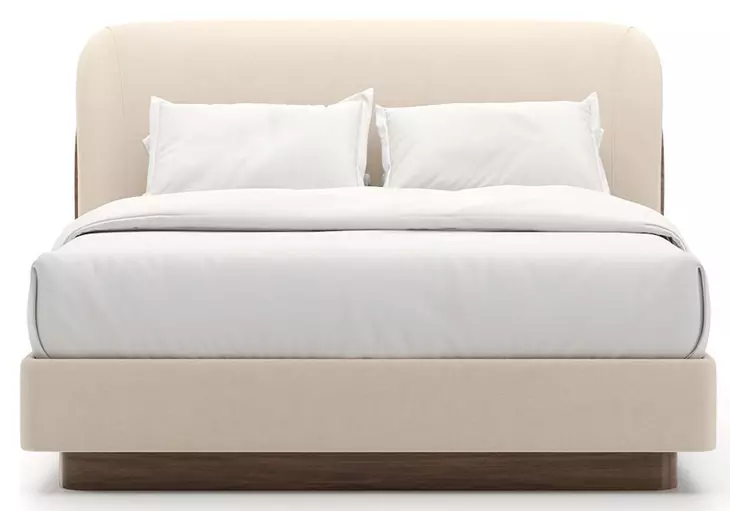 Fleur Ivory and Porcini Upholstered Queen Panel Bed