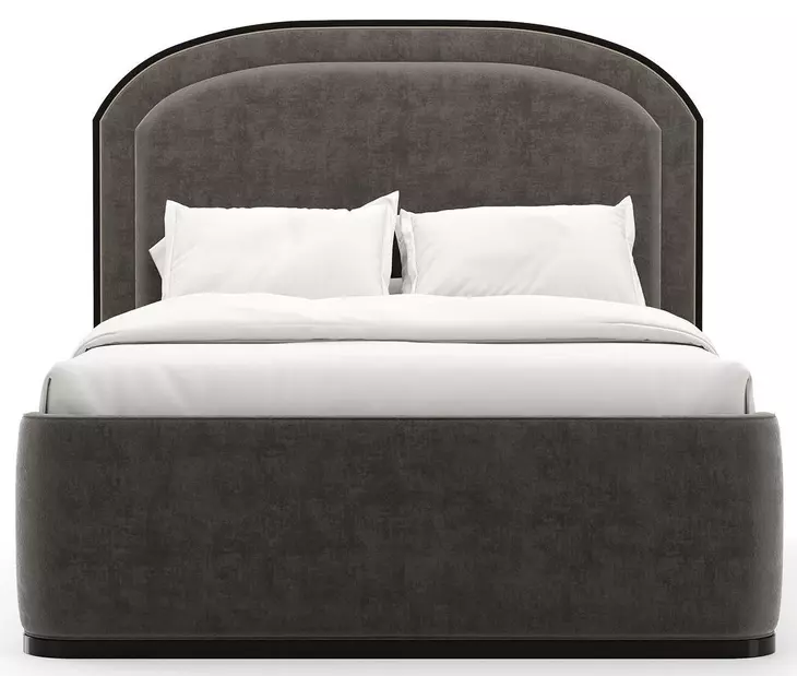 Wanderlust Pewter and Seal Skin Upholstered Queen Panel Bed