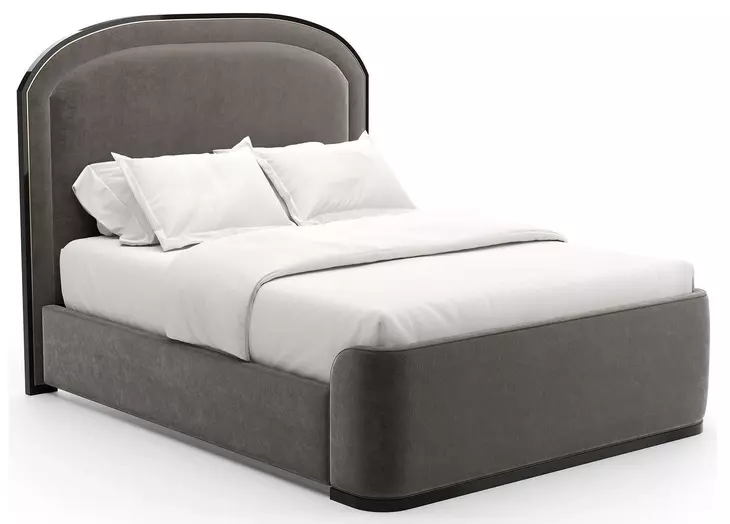 Wanderlust Pewter and Seal Skin Upholstered Queen Panel Bed