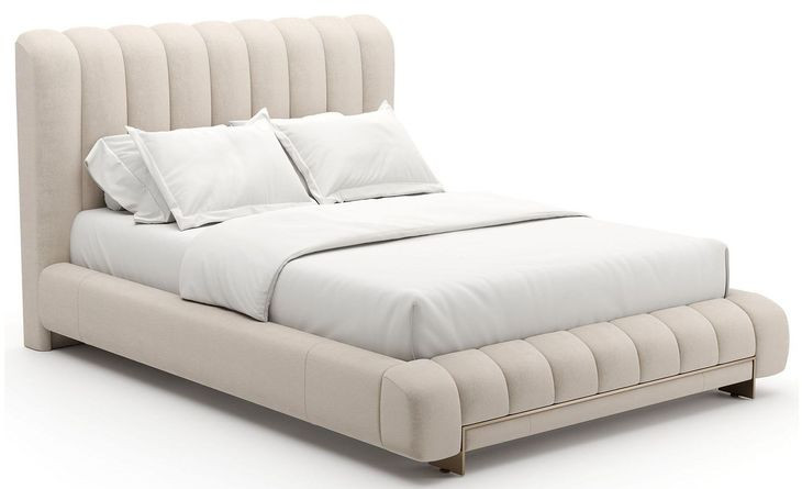 Well Balanced Ecru Velvet Upholstered Queen Panel Bed