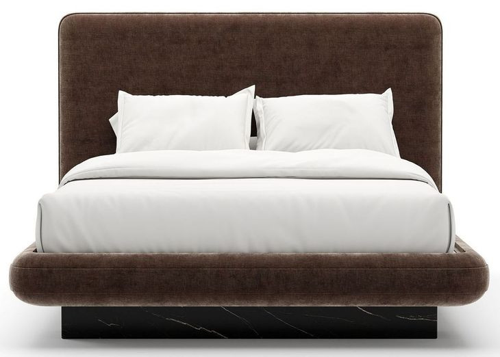 Overlap Dark Taupe Upholstered Queen Panel Bed