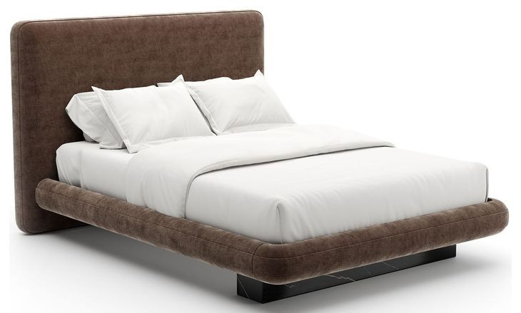 Overlap Dark Taupe Upholstered Queen Panel Bed