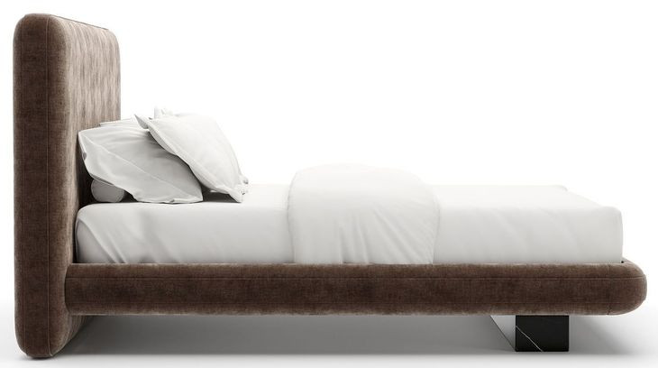 Overlap Dark Taupe Upholstered Queen Panel Bed