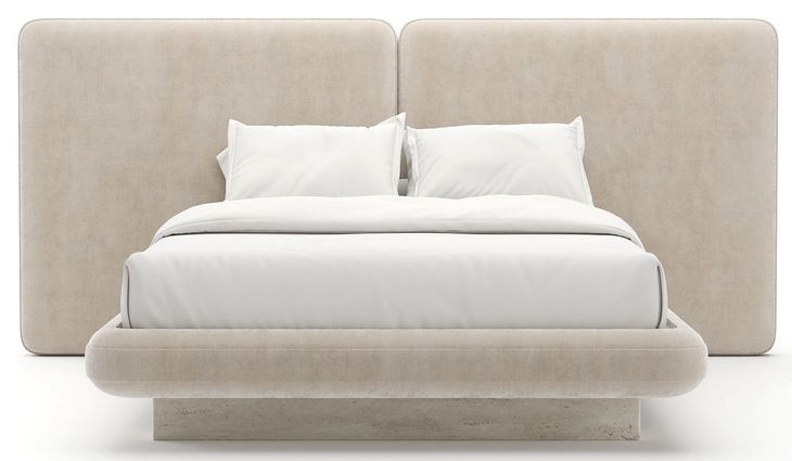 Overlap Ivory Upholstered Queen 2 Panel Bed