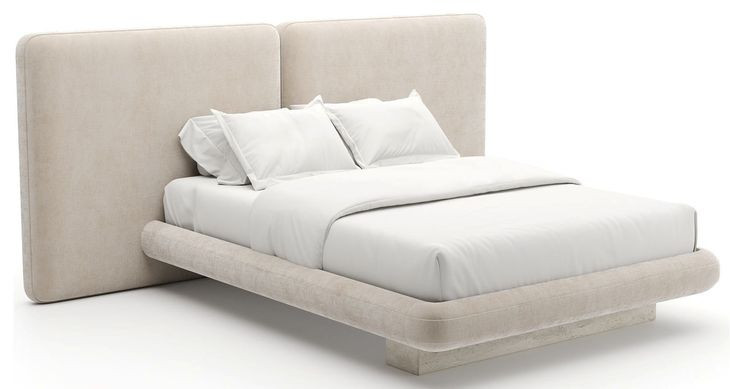 Overlap Ivory Upholstered Queen 2 Panel Bed