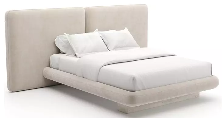Overlap Ivory Upholstered Queen 2 Panel Bed