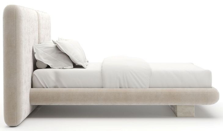 Overlap Ivory Upholstered Queen 2 Panel Bed