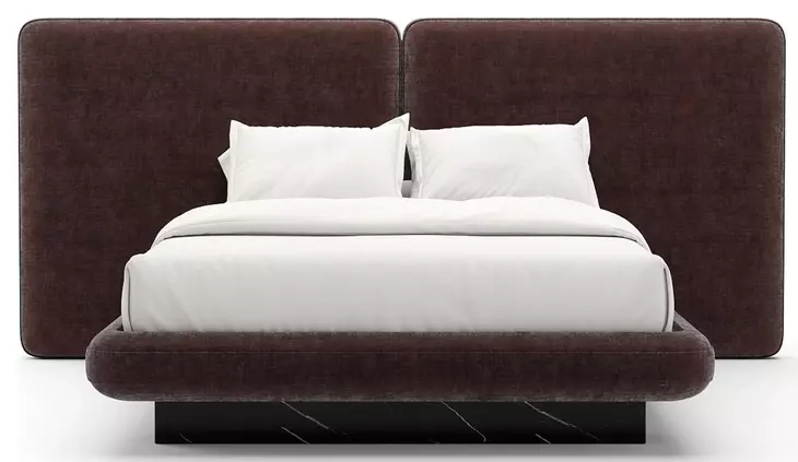 Overlap Dark Taupe Upholstered Queen 2 Panel Bed