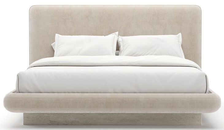 Overlap Ivory Upholstered King Panel Bed