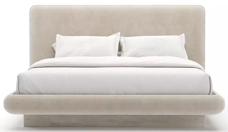Overlap Ivory Upholstered King Panel Bed