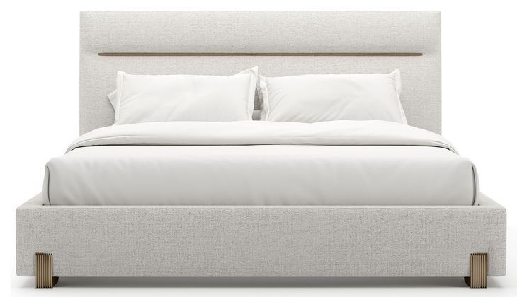 Counter Balance Oatmeal King Upholstered Panel Bed
