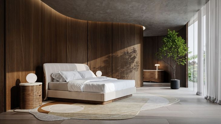 Fleur Porcini and Travertine 2 Drawer Small Nightstand