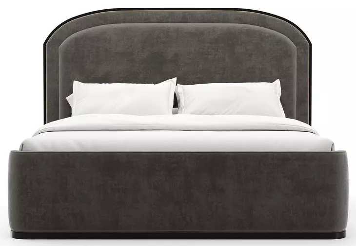 Wanderlust Pewter and Seal Skin Upholstered King Panel Bed