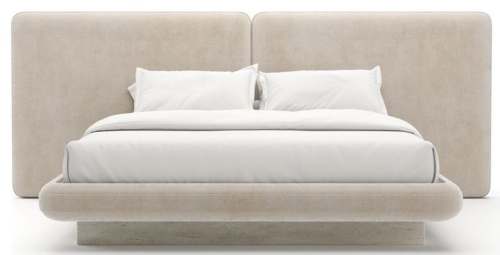 Overlap Ivory Upholstered King 2 Panel Bed