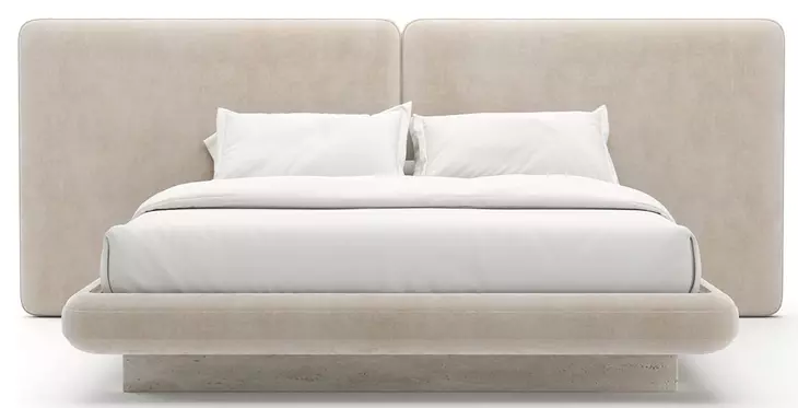 Overlap Ivory Upholstered King 2 Panel Bed