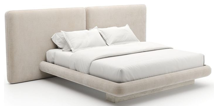 Overlap Ivory Upholstered King 2 Panel Bed