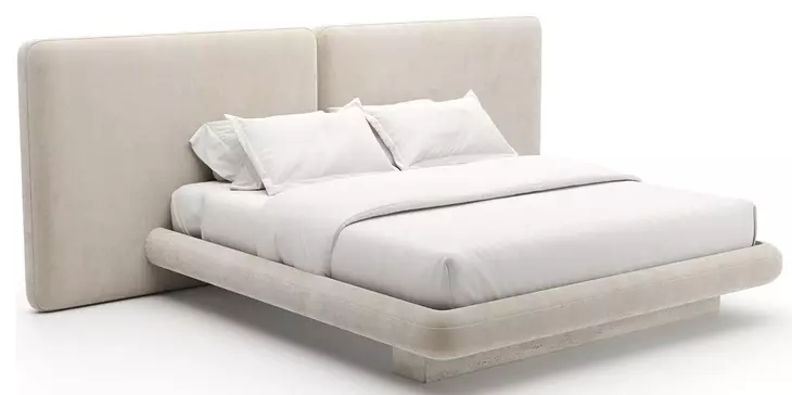 Overlap Ivory Upholstered King 2 Panel Bed