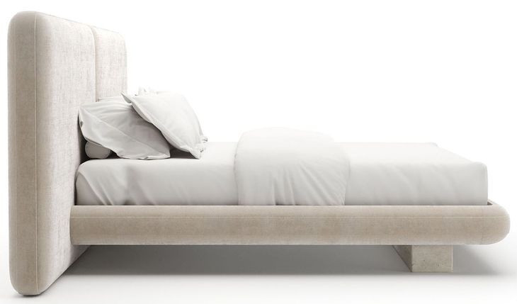 Overlap Ivory Upholstered King 2 Panel Bed