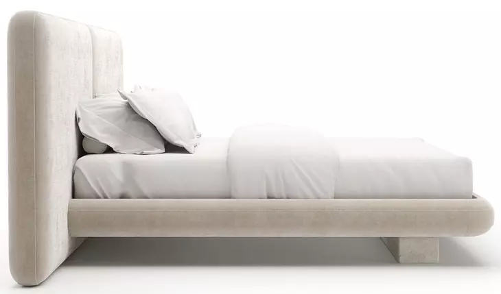 Overlap Ivory Upholstered King 2 Panel Bed