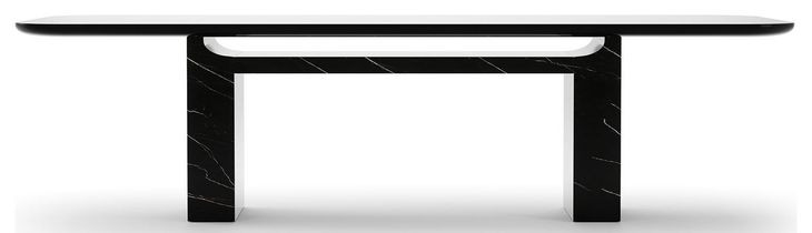 Overlap Piano Black and Nero Marquina 112" Rectangular Dining Table