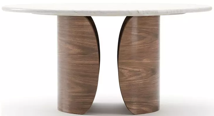 Fleur Porcini and Travertine 60" Round Dining Table