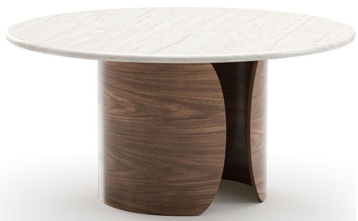 Fleur Porcini and Travertine Round Dining Room Set